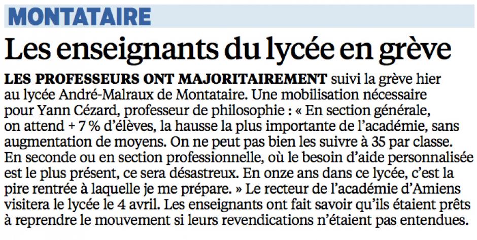 20140314-LeP-Montataire-Les enseignants du lycée en grève