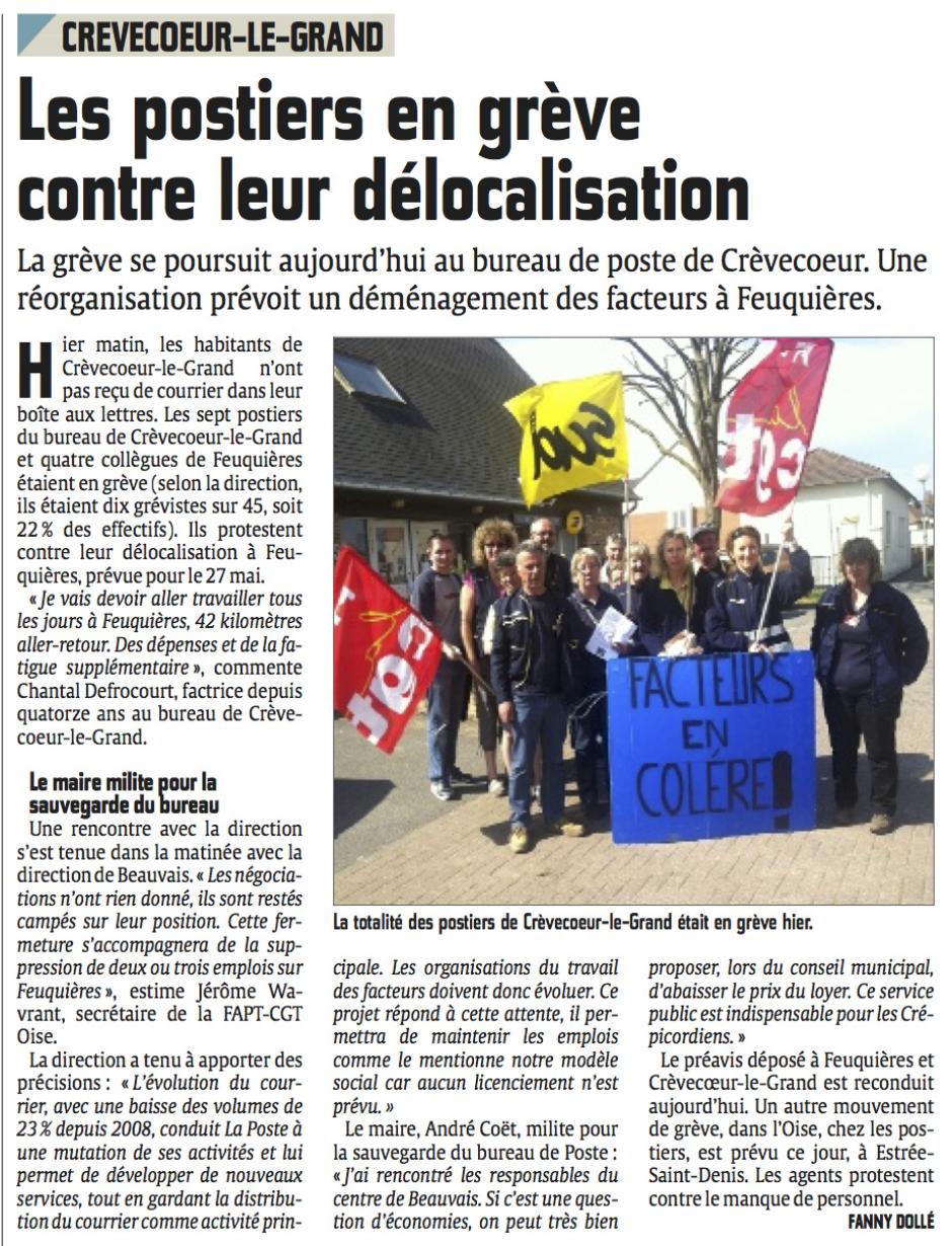 20140521-CP-Crèvecœur-le-Grand-Les postiers en grève contre leur délocalisation