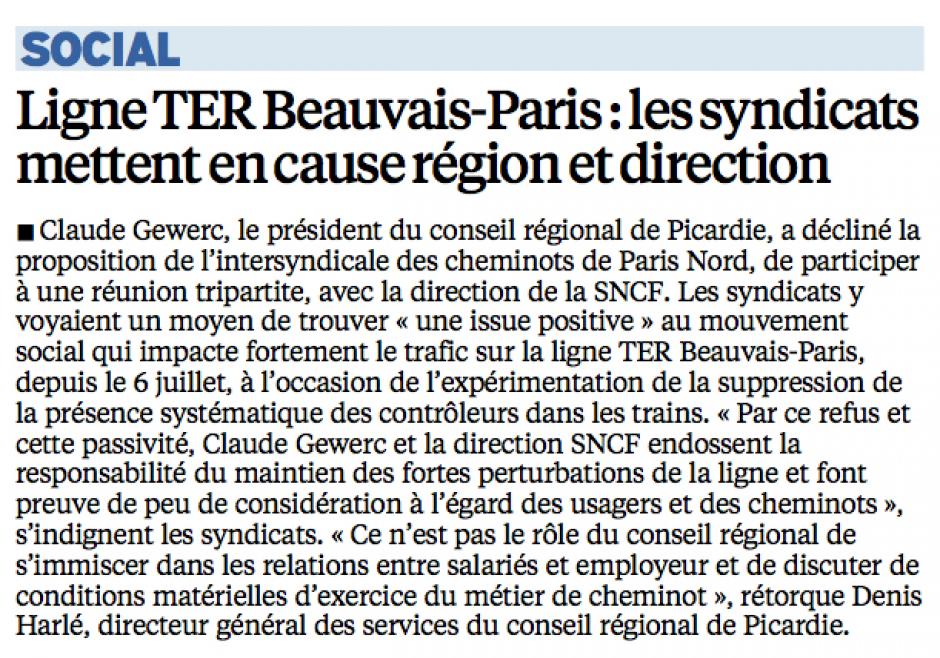 20140814-LeP-Beauvais-Ligne TER Beauvais-Paris : les syndicats mettent en cause région et direction