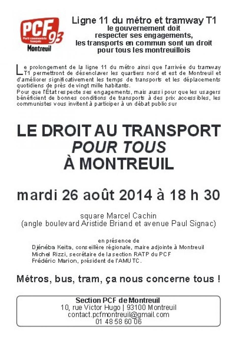 Le droit au transport pour tous à Montreuil